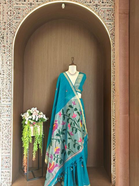 Akshara soft linen silk saree surat bombay market online shopping